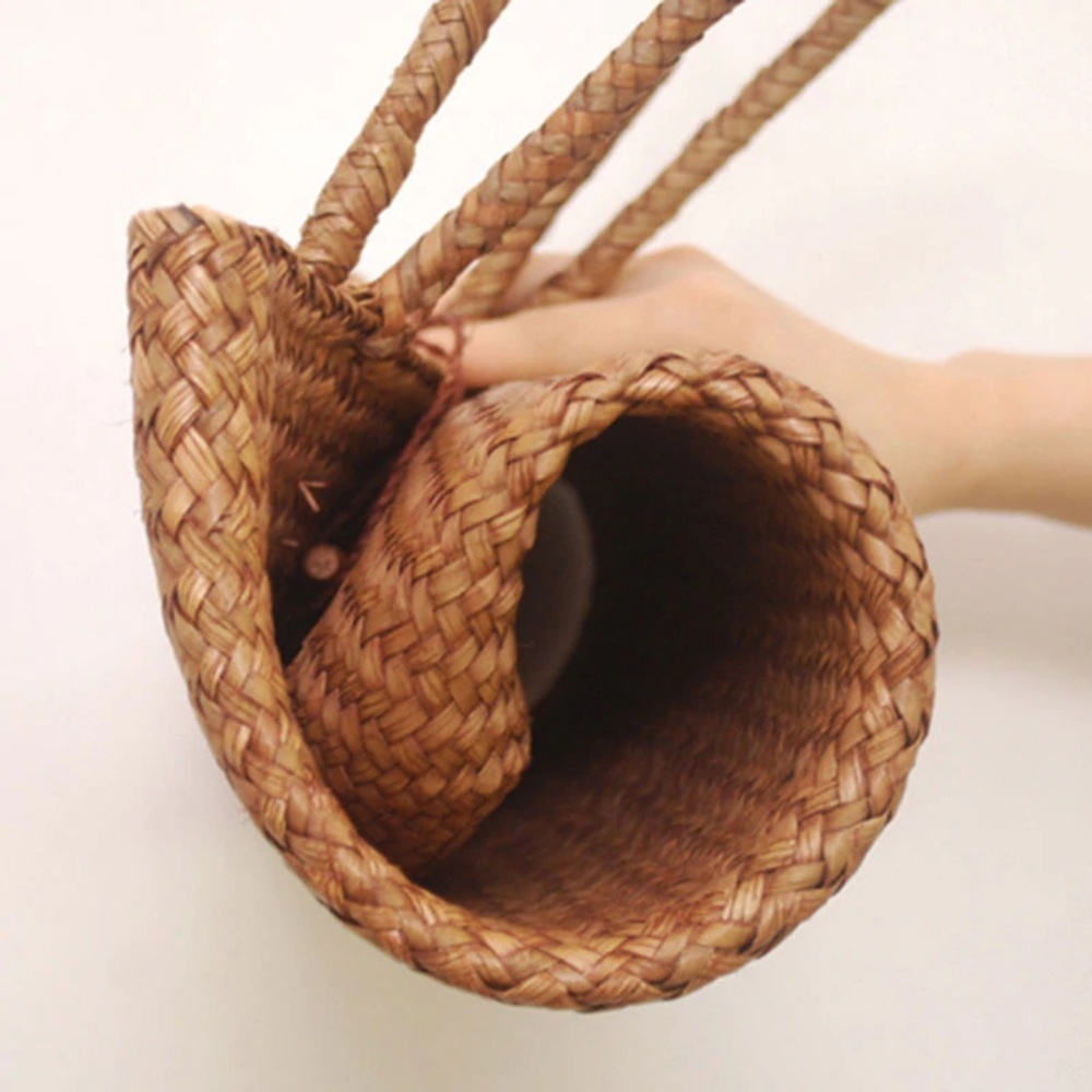 Large Woven Straw Tote Bag Shopping Handbag - Picture 5 of 8